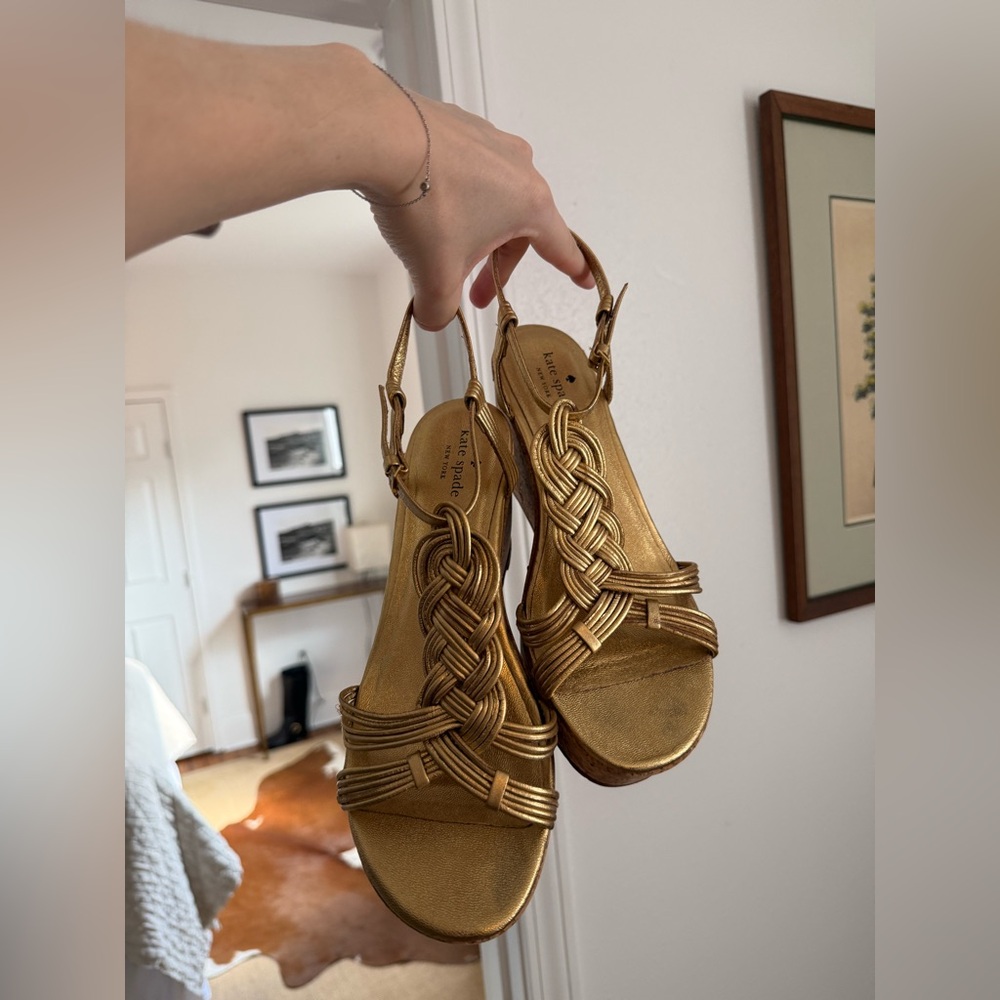 Kate Spade Braided Gold Sandals